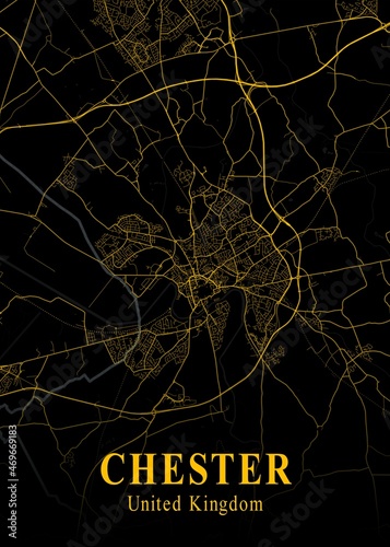 Chester - United Kingdom Gold City Map photo