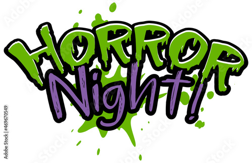 Dripping green blood style with word Horror Night