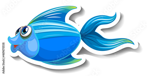 Sea Animal Cartoon Sticker with Cute Fish