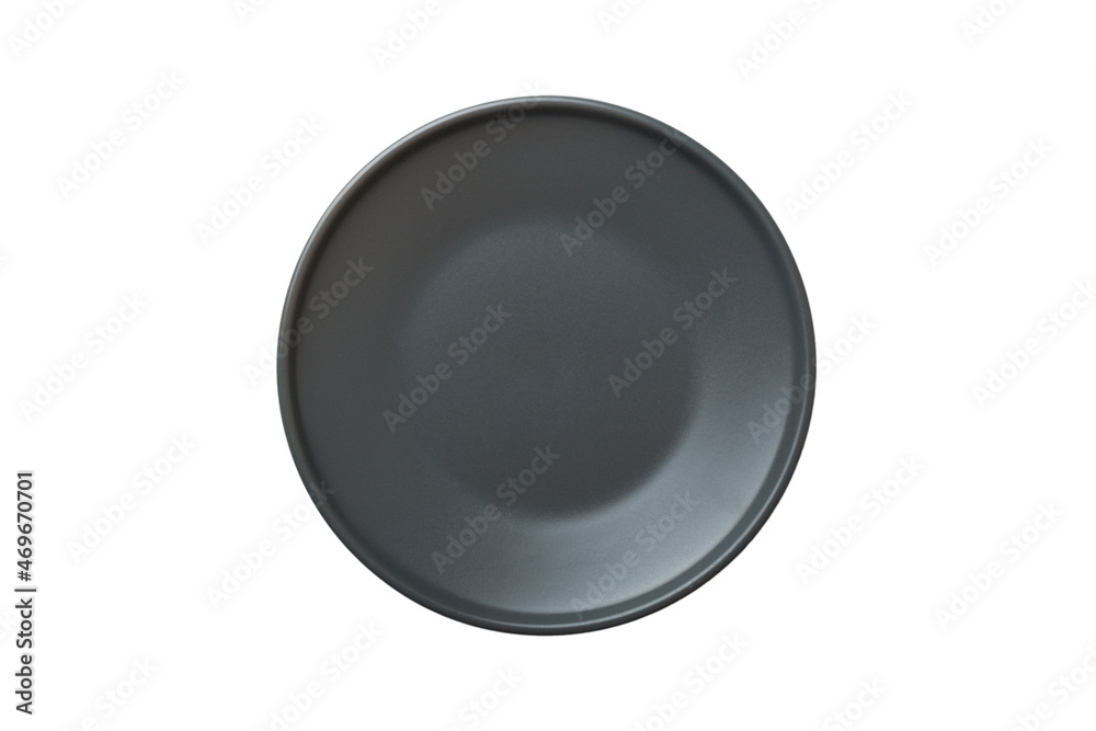 Grey ceramic round plate isolated over white background. Top view Grey ceramic round plate isolated over white background. Top view