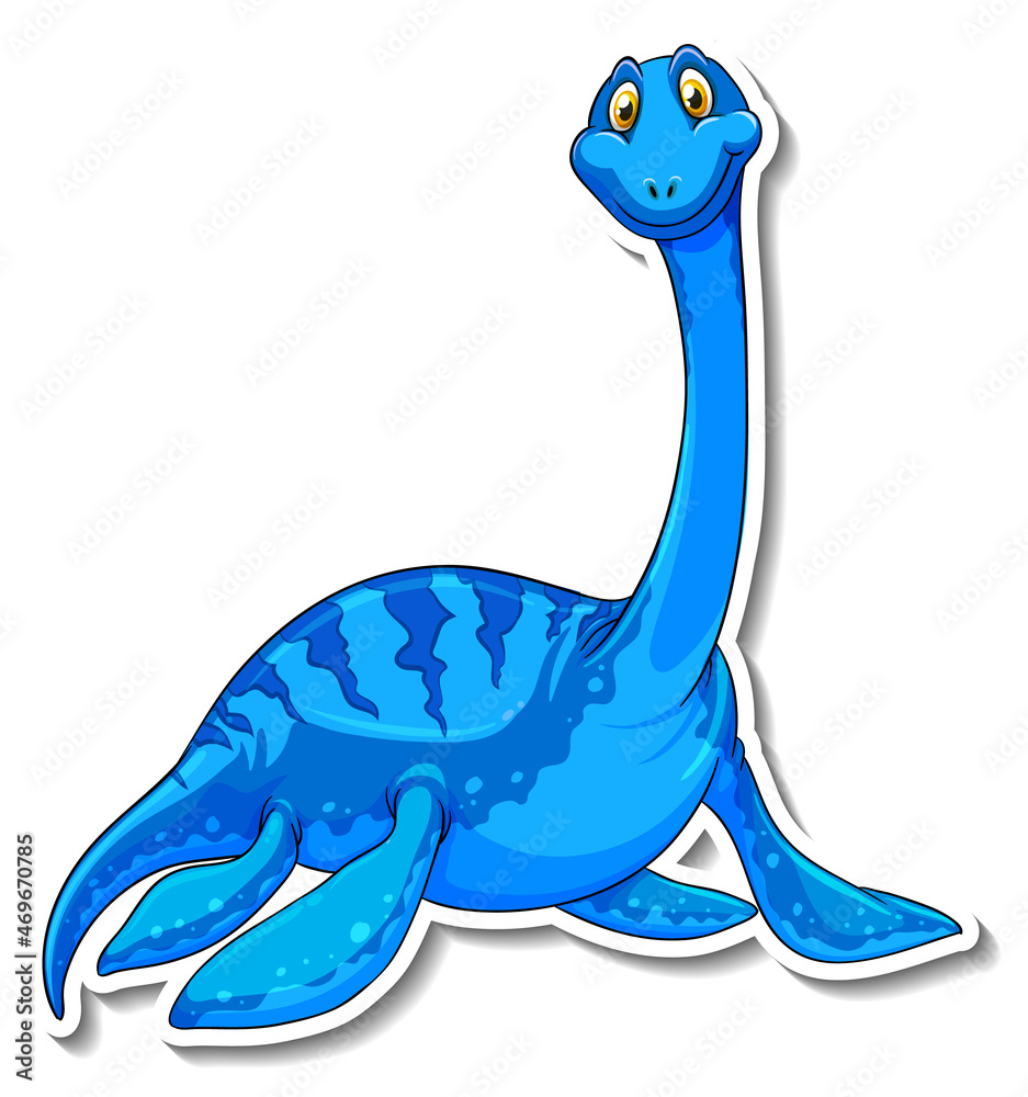 Elasmosaurus dinosaur cartoon character sticker Elasmosaurus dinosaur cartoon character sticker