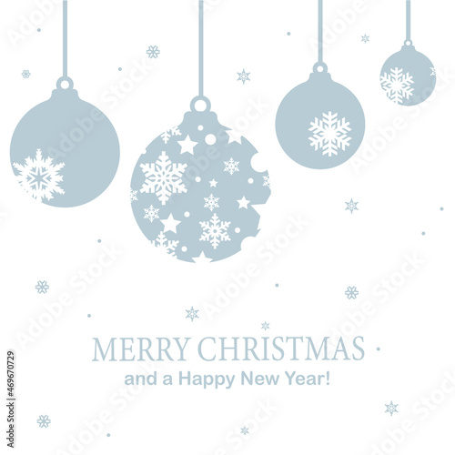 christmas background with balls. merry christmas card with hanging ball decoratoin