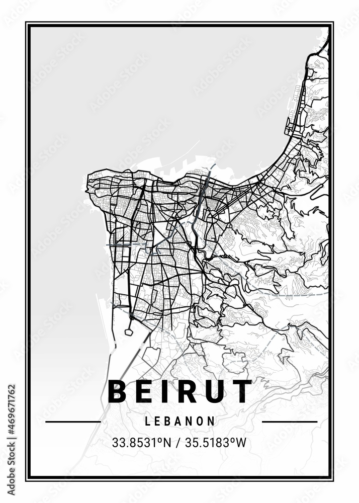 Fototapeta premium Beirut - Lebanon Light City Map