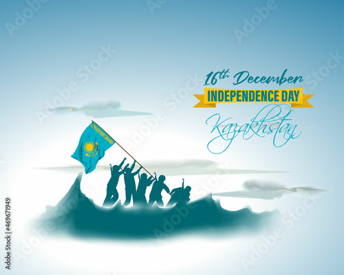 Vector illustration of happy Kazakhstan independence day photo