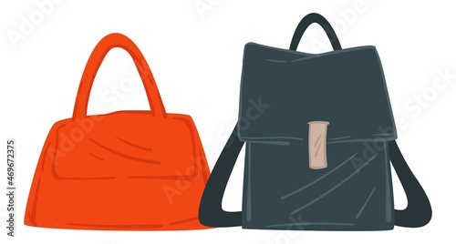 Bag with straps and handles, women fashion style