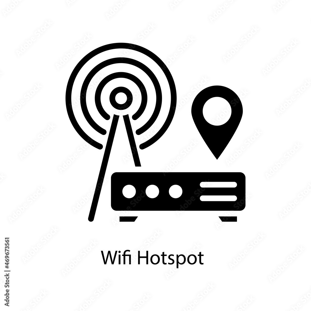 Wifi Hotspot vector Solid Icon Design illustration. Social Media Symbol on  White background EPS 10 File vector de Stock | Adobe Stock