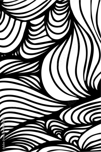 Abstract black and white drawing  black lines. Abstract illustration  a modern work of art. Black and white abstract print.