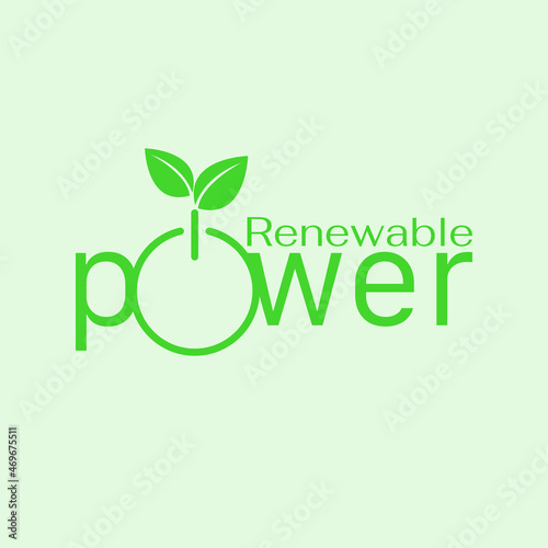 Renewable power typographic design. Vector illustration outline flat design style.