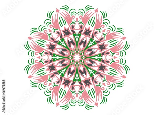Circular mandala art pattern colorful design background. Digital art illustration