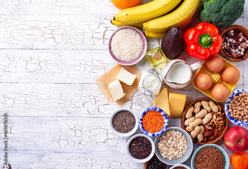 Ovo-lacto vegetarian healthy diet concept. photo