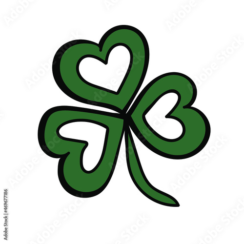 Shamrock. Clover. Happy St. Patricks Day hand-drawn decorations. Vector illustration in doodle style.