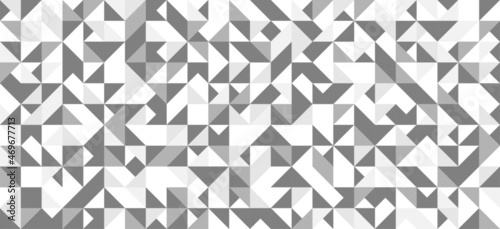 Abstract triangles geometric background. Triangular minimalist wallpaper vector. Dark grey and white empty triangles pattern halftone monochrome cover