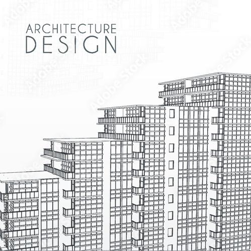 Architecture background high rise building sketch