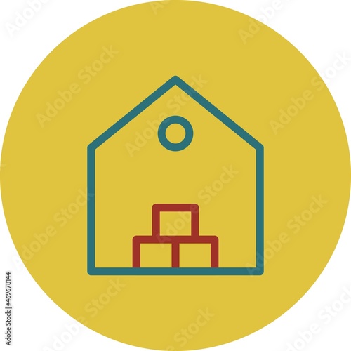  Warehouse Line Two Color Vector Icon Design