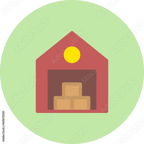 Warehouse Flat Circle Vector Icon Design