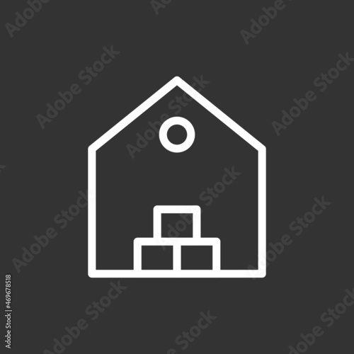 Warehouse line Inverted Vector Icon Design