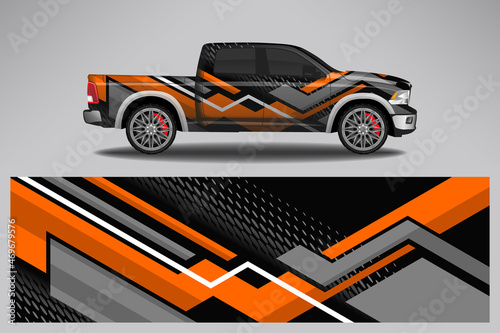 Car wrap design race livery vehicle vector. Graphic abstract stripe racing background kit designs for vehicle  race car  rally  adventure and livery