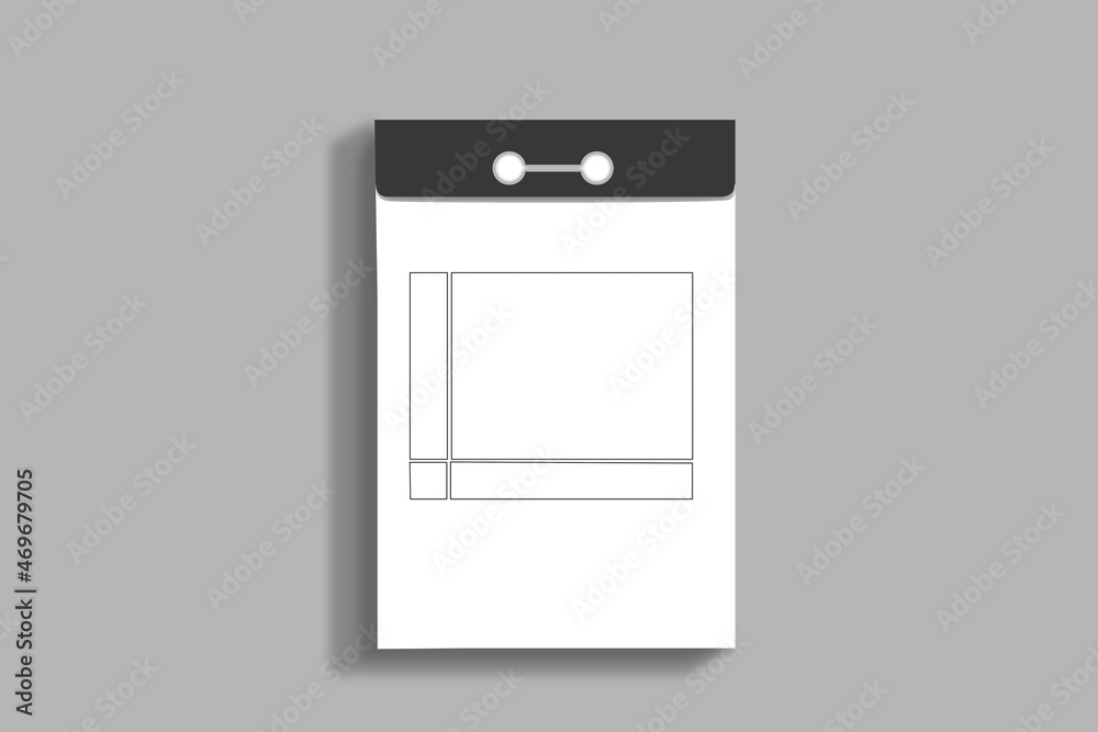 Mockup of a white calendar page on a gray insulated wall. The concept of planning, reminders, events, calendar dates Mockup of a white calendar page on a gray insulated wall. The concept of planning, reminders, events, calendar dates