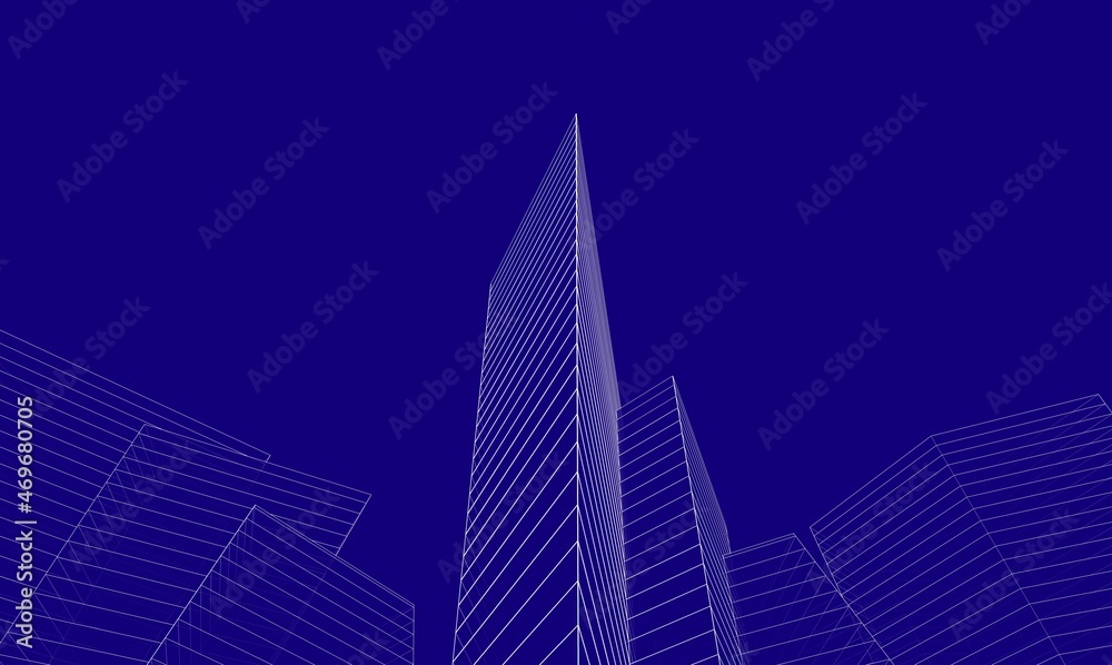 Naklejka premium Architecture digital drawing