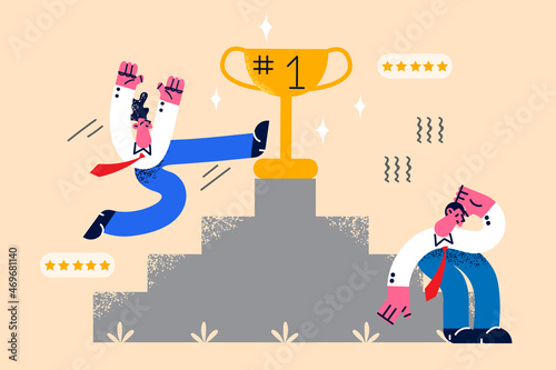 Businessman different emotions of success and failure 