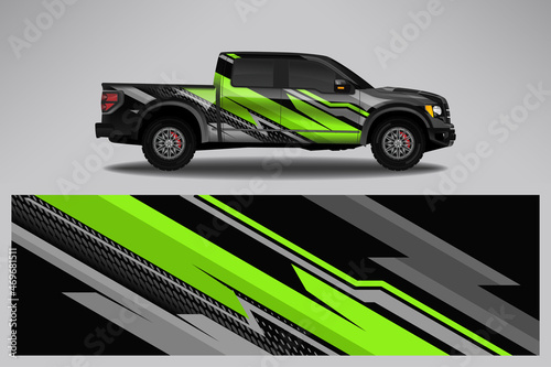 Car wrap design race livery vehicle vector. Graphic abstract stripe racing background kit designs for vehicle  race car  rally  adventure and livery