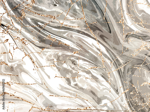 Gray marble canvas abstract painting background with gold texture. Vector
