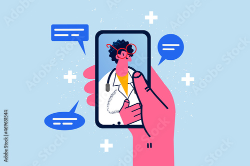 Person talk on video call with doctor 