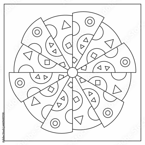 Simple mandala designs to color. Easy coloring pages. Abstract circular illustration. Geometric composition. Black and white patterns. EPS8 file. Coloring-#363