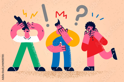 Frustrated people feel distressed having communication problem 