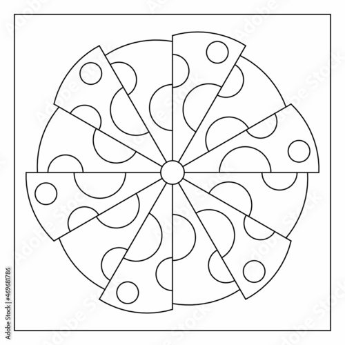 Simple mandala designs to color. Easy coloring pages. Abstract circular illustration. Geometric composition. Black and white patterns. EPS8 file. Coloring-#361