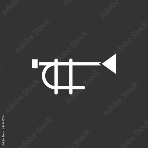 Trumpet Glyph Inverted Vector Icon Design