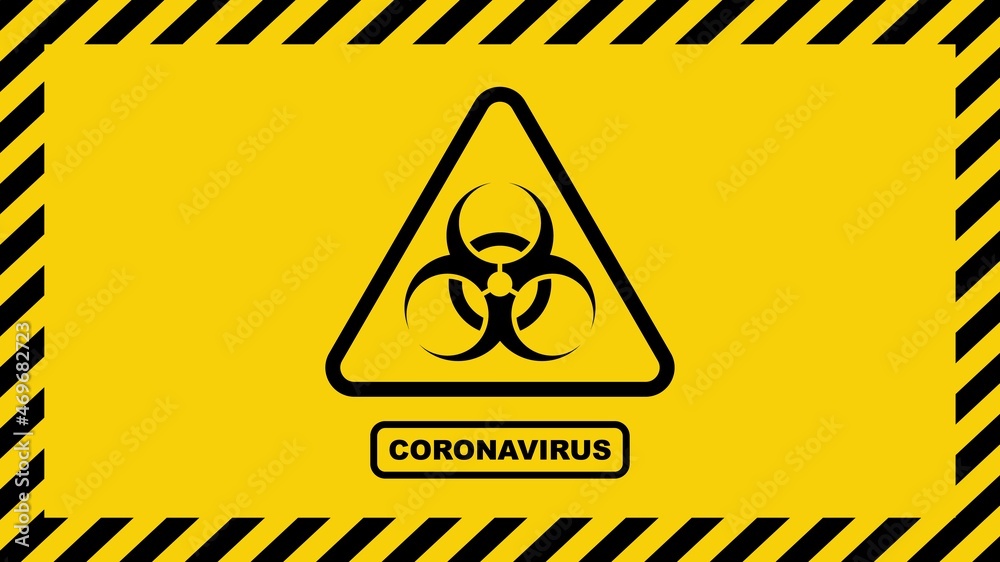 Obraz premium Coronavirus warning sign in a triangle. Global epidemic of SARS-CoV-2 Covid-19. Vector illustration