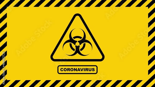 Coronavirus warning sign in a triangle. Global epidemic of SARS-CoV-2 Covid-19. Vector illustration