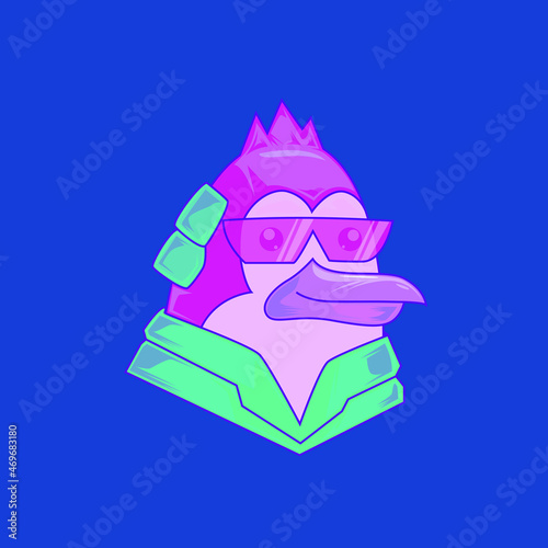 Cool cyber penguin illustration