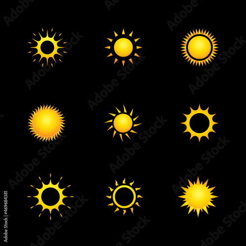 Set of sunrays. Sun icon illustration