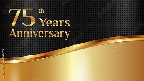 Luxurious and elegant design to celebrate 75th anniversary with black and gold texture. vector illustration