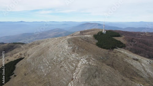 Aerial winter view of Konyavska mountain near Viden Peak, Kyustendil Region, Bulgaria photo