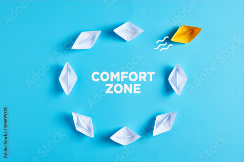 Getting out of the comfort zone concept concept. photo