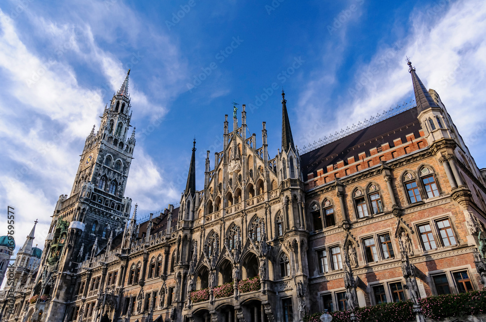 Munich, Germany on October 16, 2012. Neue Rathaus, the new town hall on Marienplatz in the historic city center.