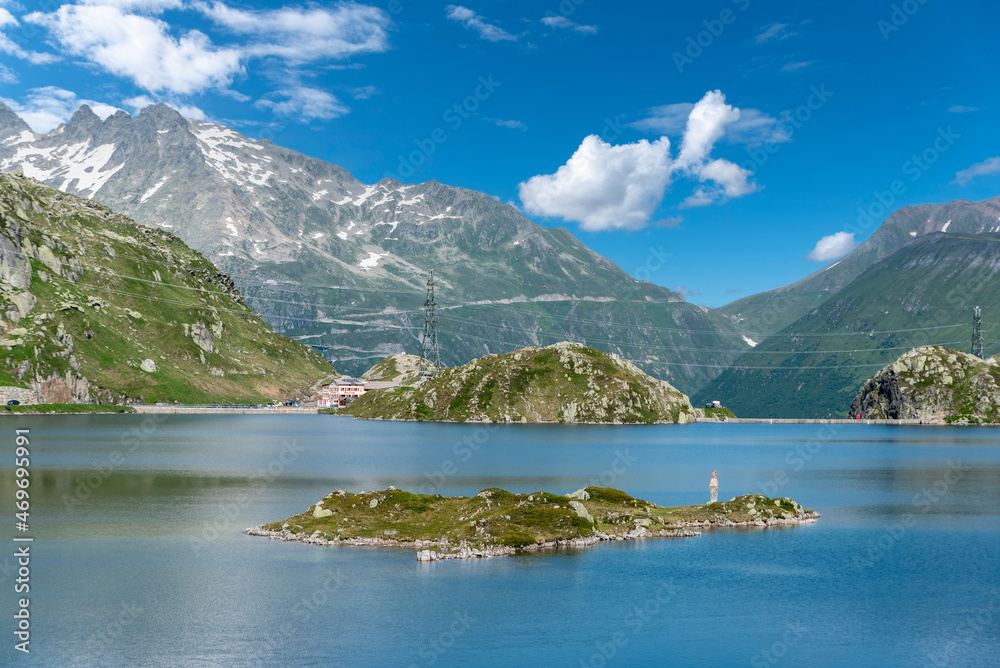 Landscape with Lake Totensee on the Grimsel Pass near Oberwald