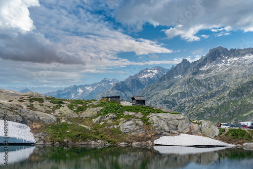 Fototapeta Naklejka Na Ścianę i Meble -  Landscape with Lake Totensee on the Grimsel Pass near Oberwald