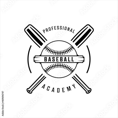 baseball logo vintage vector illustration template icon graphic design. ball and bat retro symbol sport silhouette for professional club and academy