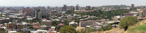 Armenia, Yerevan, September 2021. Panorama of the capital taken from the stairs of the Grand Cascade.