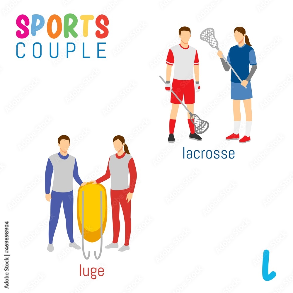 Sports Couple alphabet in vector with L letter. illustration cartoon