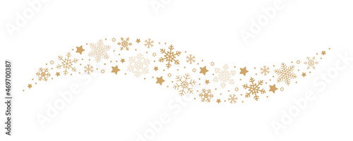 snowflakes and stars border isolated on white background