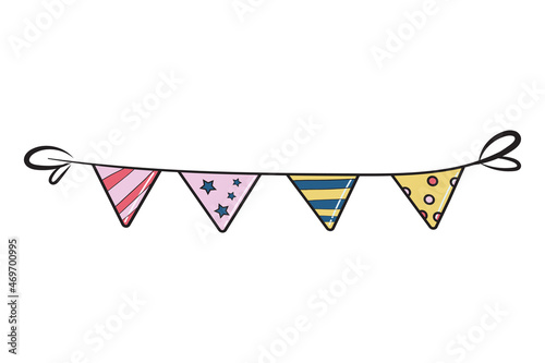 Isolated Carnival Garland with Flags. Festive Decoration
