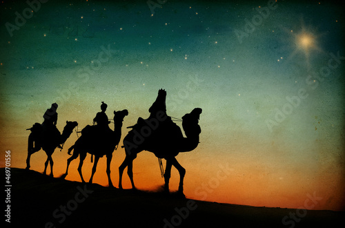 Obraz na plátně Three wise kings following the star