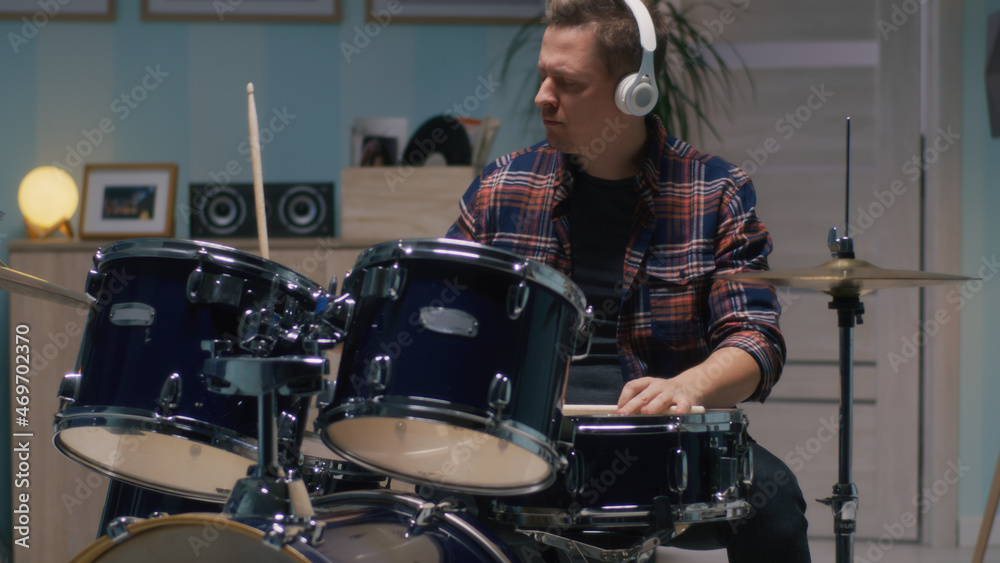 custom made wallpaper toronto digitalAdult man playing drums at home