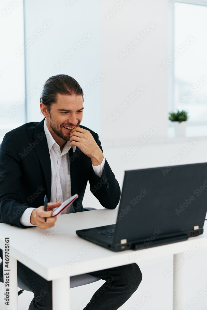 office worker work in front of laptop emotions technology office worker work in front of laptop emotions technology