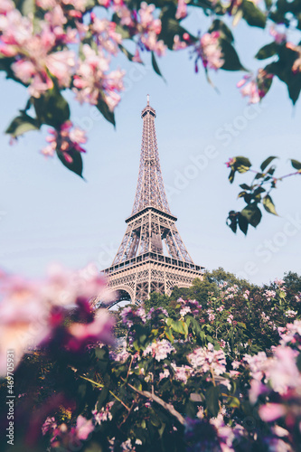 Eiffel Tower background wallpaper, white tone filter © Rawpixel.com
